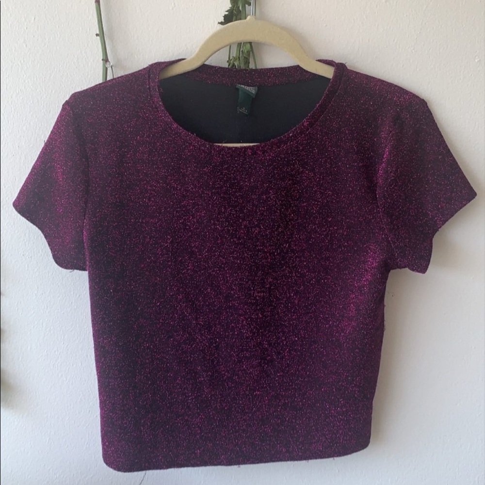 Purple glitter crop top